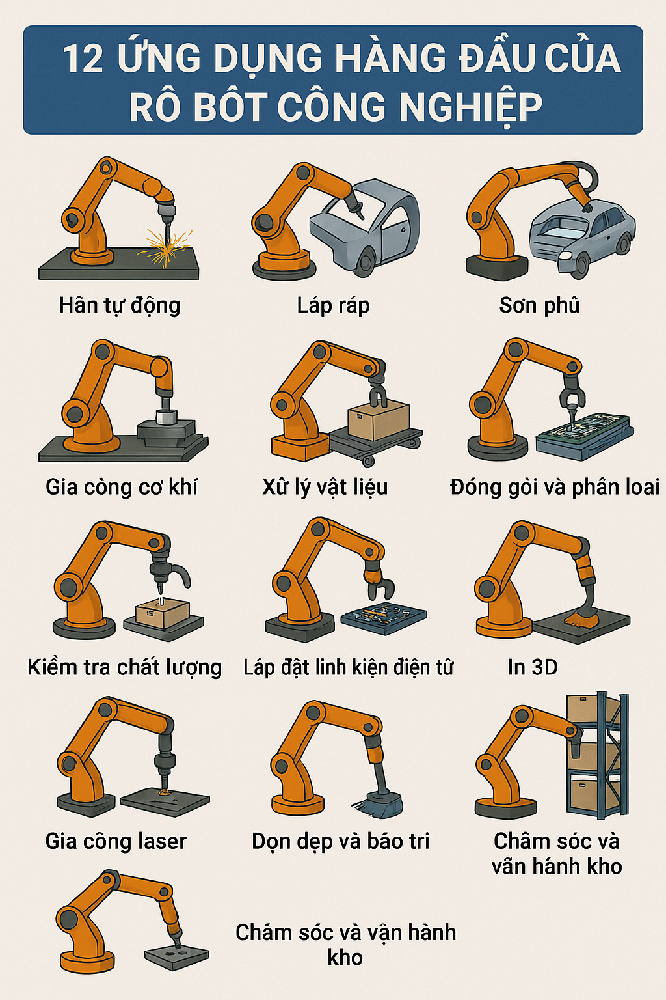 12 ứng dụng của rô bốt công nghiệp
