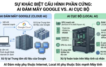 Sự khác biệt cấu hình phần cứng AI đám mây Google VS AI cục bộ